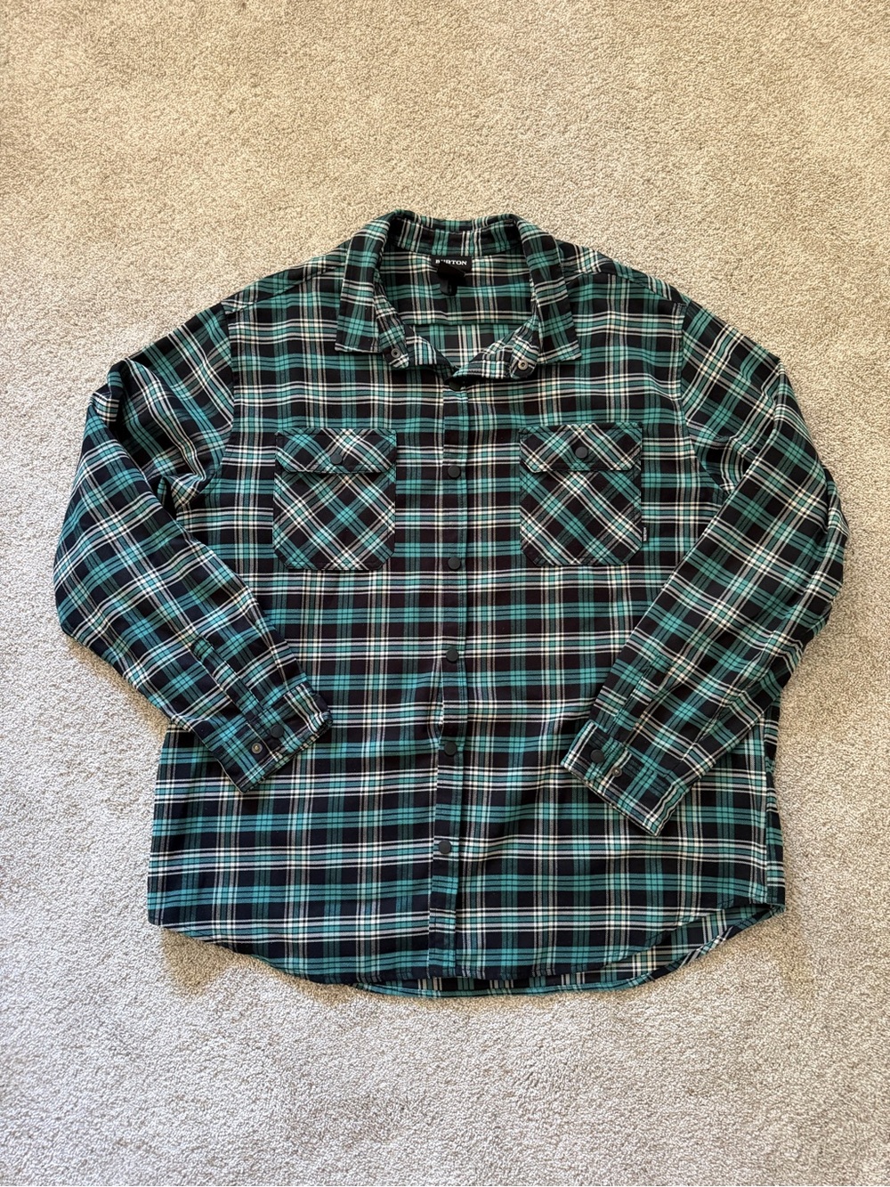 Burton Teal and Black Plaid Button-Down Shirt